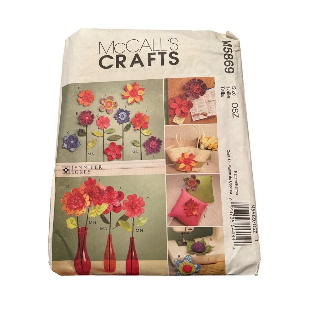 McCalls Crafts M5869 Flower Appliqué & Accessory Sewing Pattern Uncut